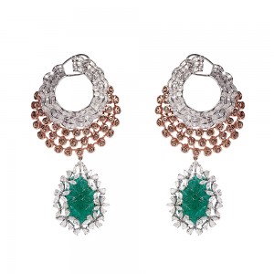 Diamond and Emerald Danglers