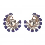 Natural Polkis with Tanzanite Stones Studded with Round Diamonds - Earrings