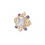 Big Diamond Polki with Natural Tanzanites