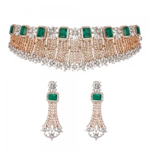 Emerald Diamond Necklace Set