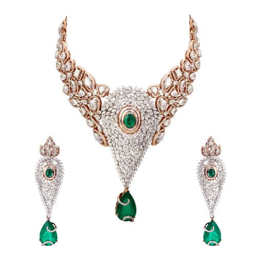 EMERALDS DIAMOND NECKLACE SET